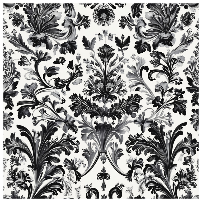 Housses de couette damassées noires et blanches, Grand lit
