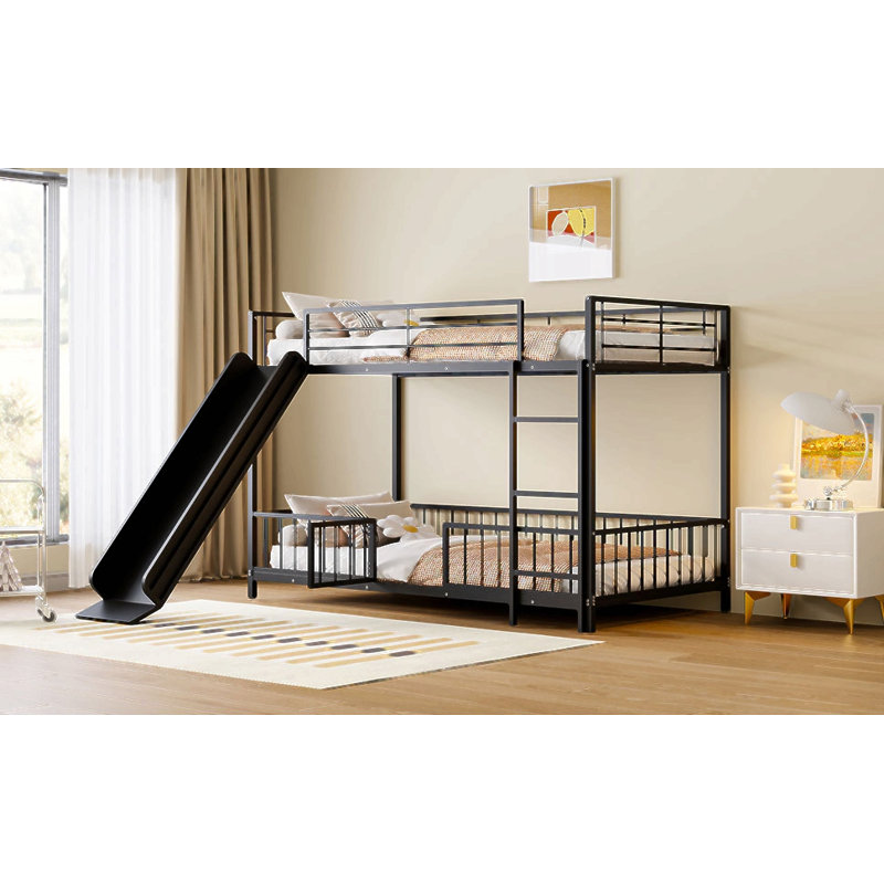 Loft Bed With L-Shape Desk And Wardrobe, Black, Extra-long Twin