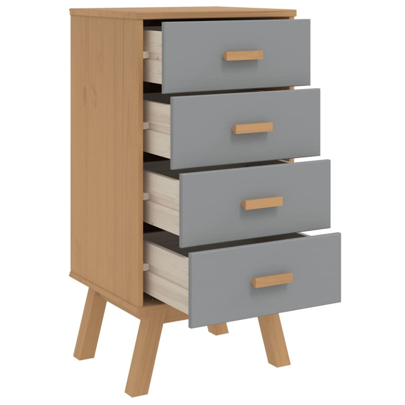 Leverna 18'' W Solid Wood Nightstand, Brown/Gray
