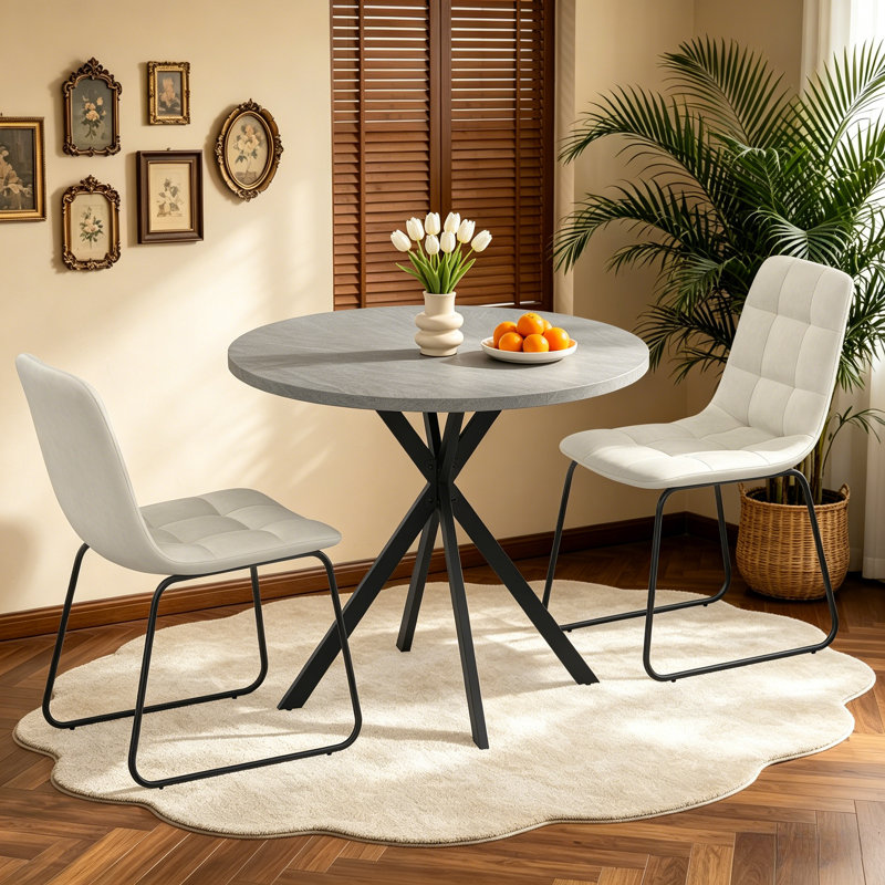 Ensemble de table de salle à manger 31,6 po, 3 petites tables de cuisine et chaises pour 2 personnes, peu encombrantes, Beige