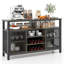 55-Inch Buffet Sideboard With 8-Bottle Wine Racks And Wine Glass Holders-1419180261