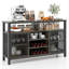 Buffet de 55 pouces avec supports à vin pour 8 bouteilles et porte-verres à vin-1419180261