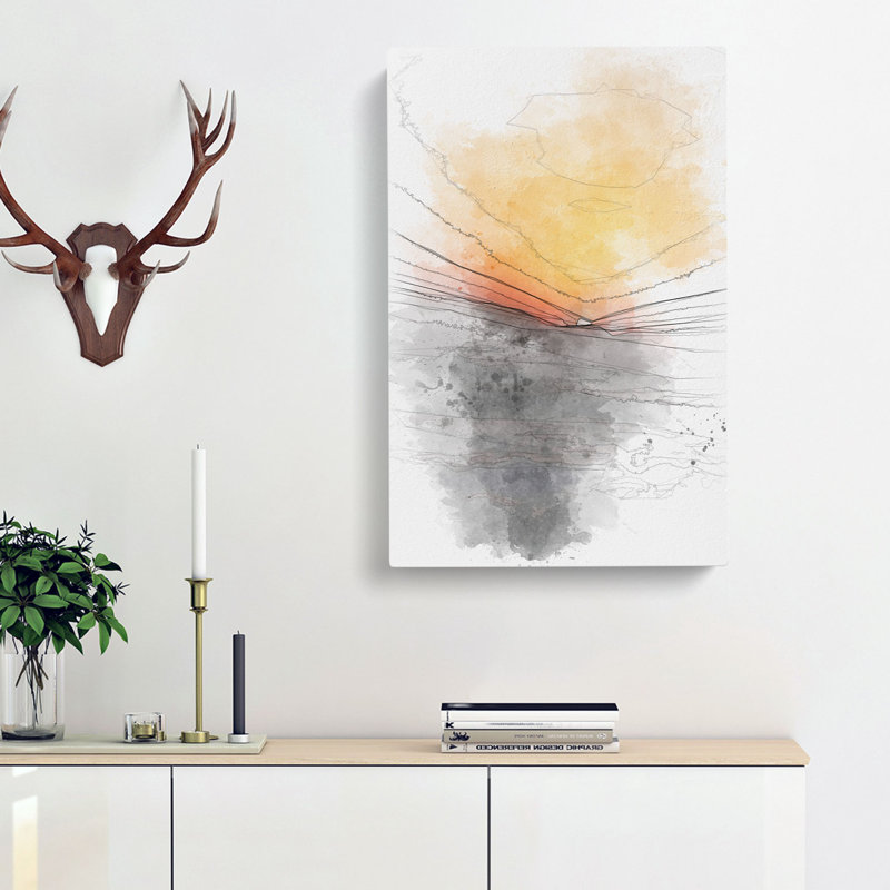 Indian Sunrise - Wrapped Canvas Drawing - Wrapped Canvas, 91cm H x 60cm W x 3cm D