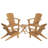 Solid Teak Wood Adirondack Chair Set of 5 with Folding Side Table, Weather Resistant Outdoor Patio Conversation Set for Garden/Backyard, Natural Finish