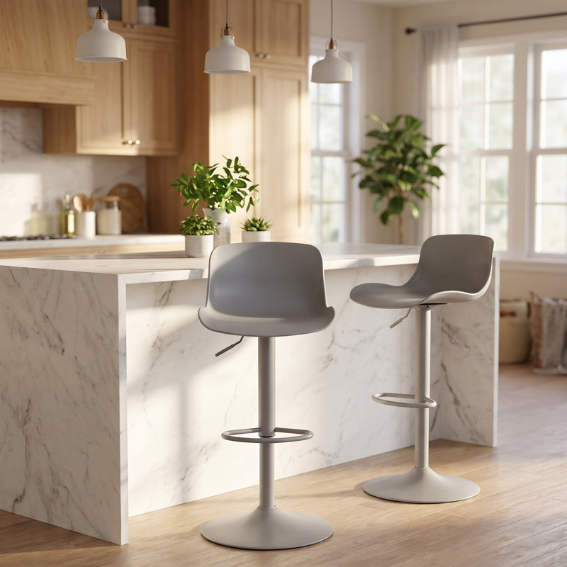 Meli Height-Adjustable Swivel Bar Stool, Gray