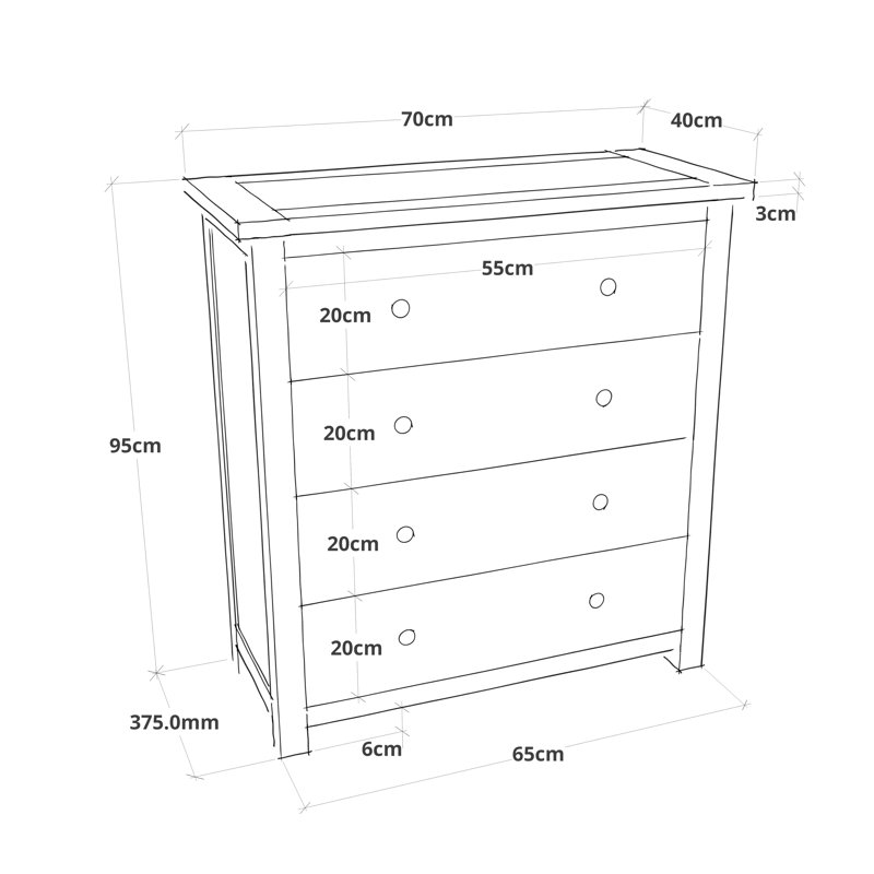 Erlandson 70cm W 4 - Drawer Chest of Drawers, Grey/Wood