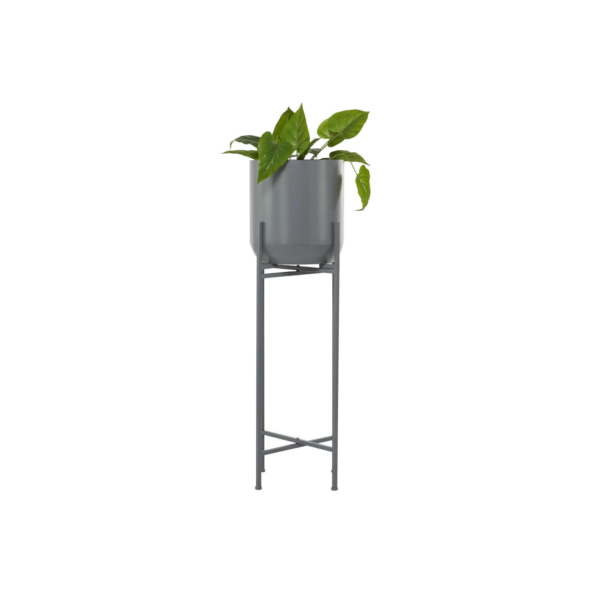 Metal Pot Planter, Gray, 41.5" H x 13" W x 13" D
