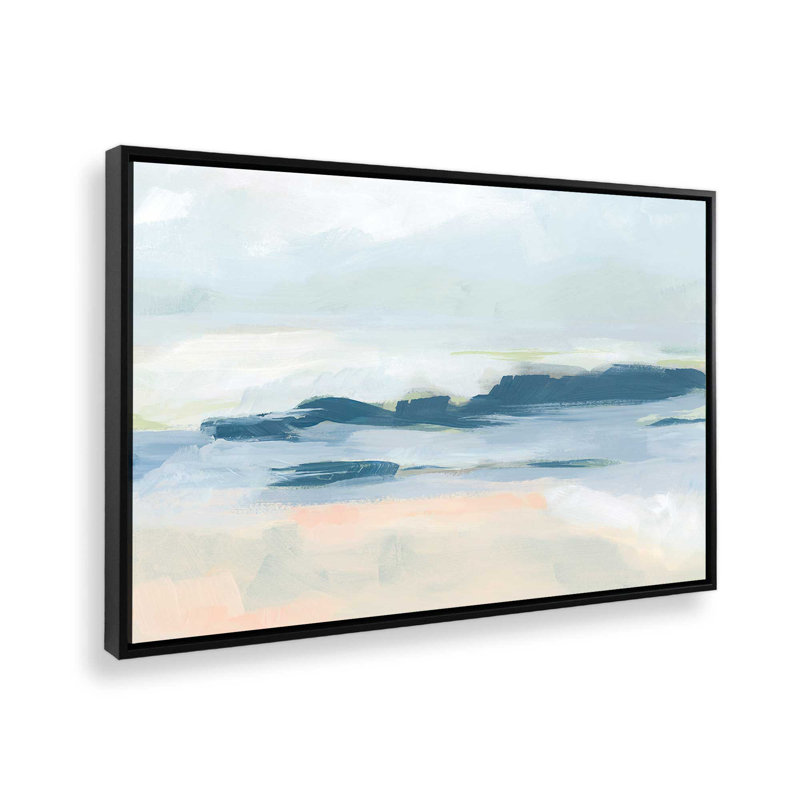 Impression sur toile Soft Coastal Layers II, H 24,75 po x l 36,75 po x P 1,75 po, Cadre flottant noir satiné, 1