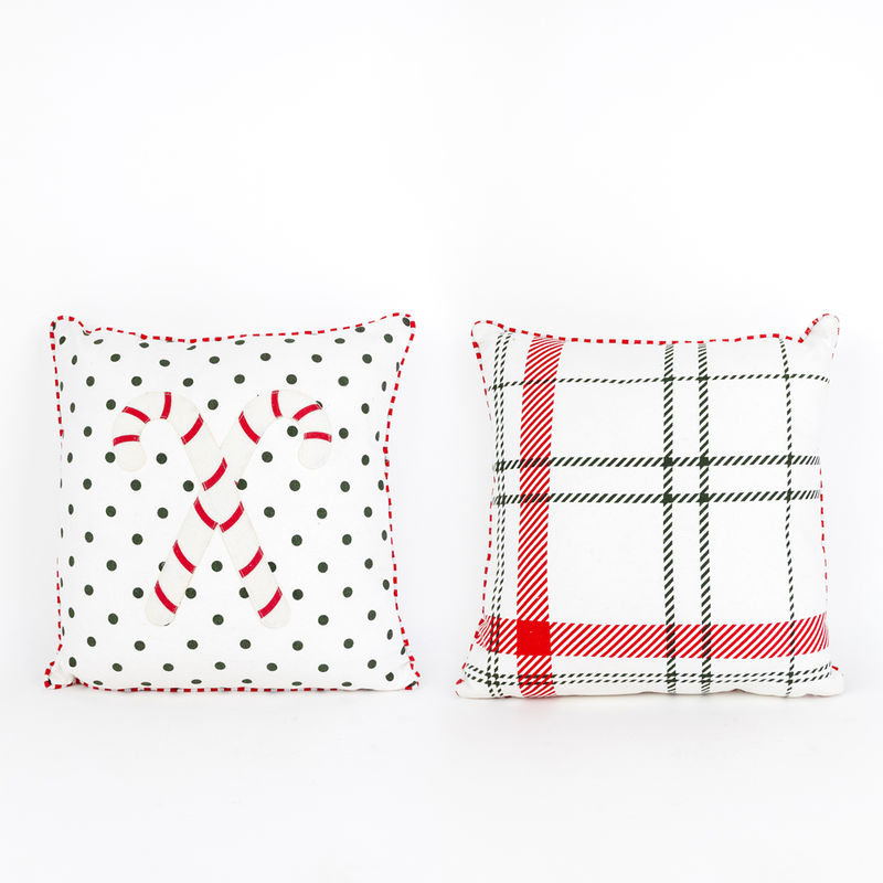 Adams & Co Multicolor Reversible Candy Cane Pillow 11.25"