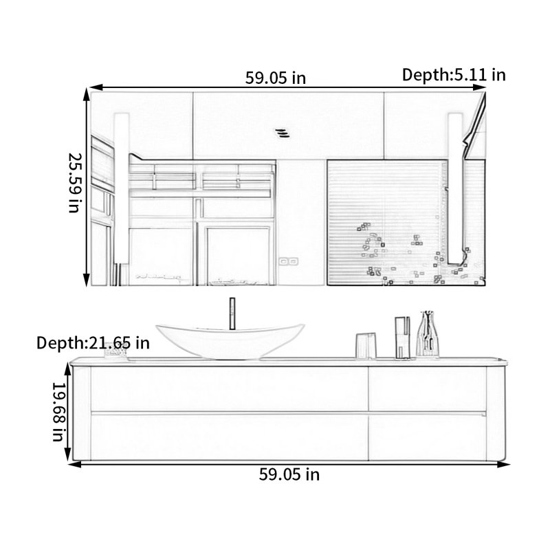 Simple modern rock plate bathroom cabinet