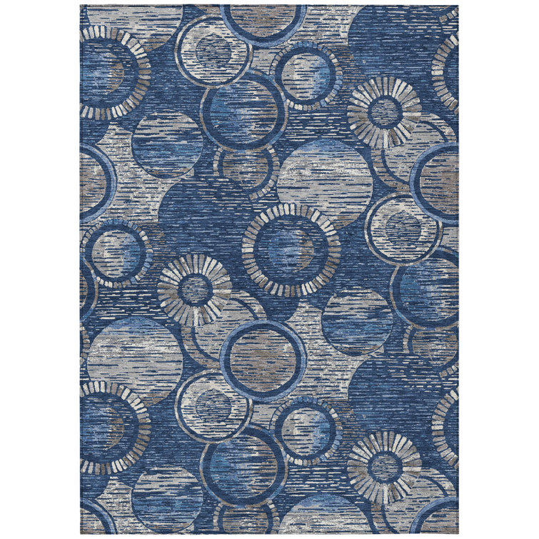 Machine Washable Indoor/Outdoor Husby ACN2206 Geometric Rug