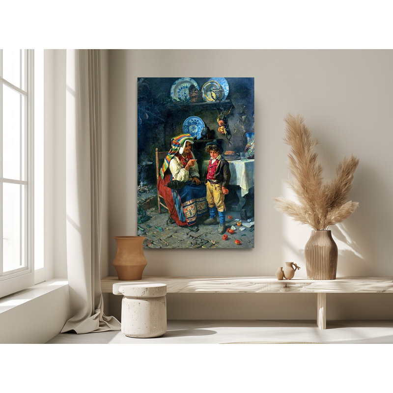 «Grandmother's Reprimand» (1874), par Michele Cammarano, reproduction sur toile, H 30 po x l 20 po