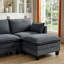 Ensemble de canapé moderne en chenille avec chargement USB et repose-pieds modulaire-574358069