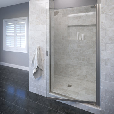 Armon 32.75" W x 66" H Pivot Semi-Frameless Shower Door