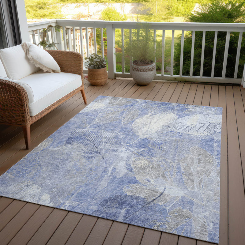Machine Washable Indoor/Outdoor Xhevrie Denim Rug, Rectangle 2'6" x 3'10"