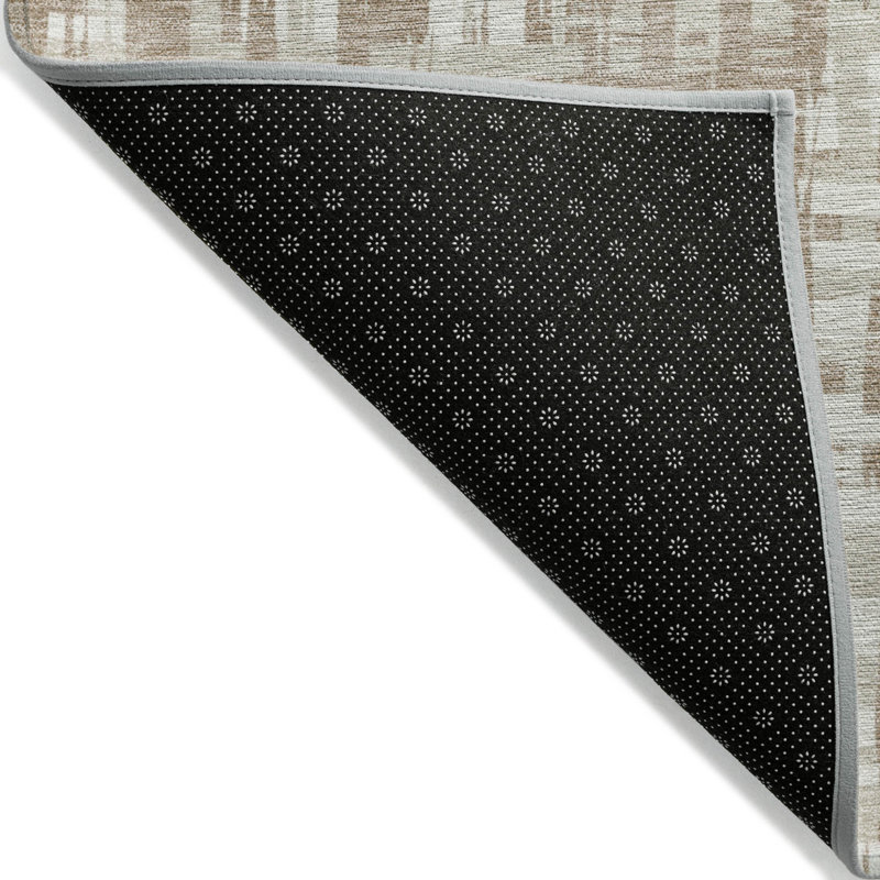 Tapis extérieur lavable abstrait brun clair et beige 10 pi x 14 pi