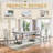 Faux Marble Top Metal Base Dining Table Set-112290512-112290513-112291365