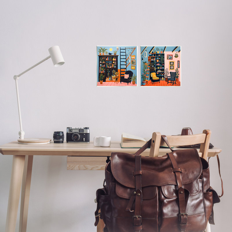 «Cozy Decorated Reading Nook», ensemble de 2 plaques murales par Lazar Studio