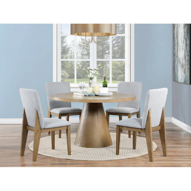 Lata 4 - Person Solid Wood Top Pedestal Dining Set