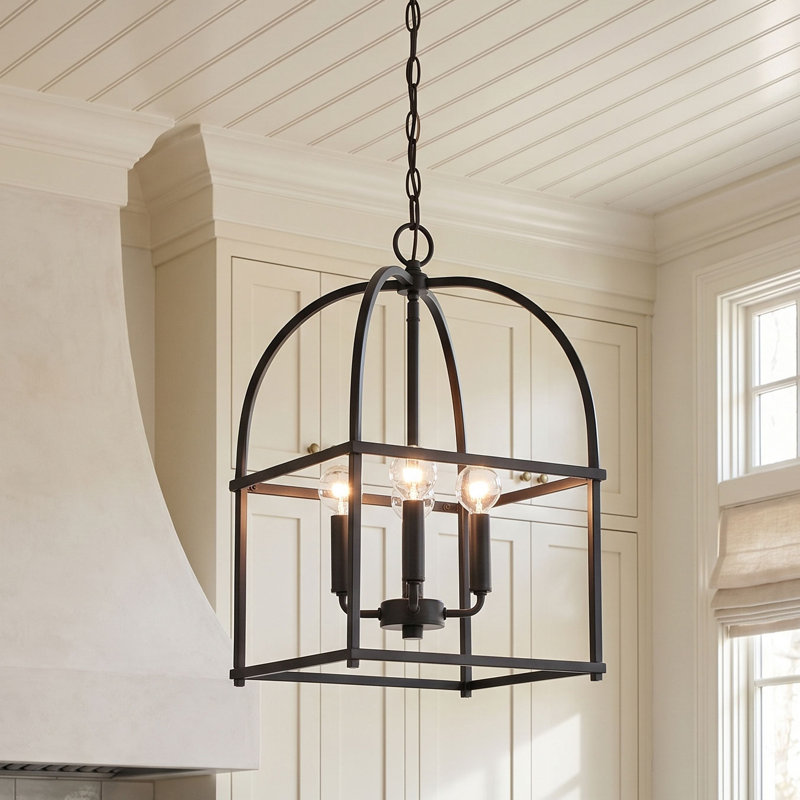 Luminaire suspendu géométrique unique à 4 lumières indépendant, Noir mat