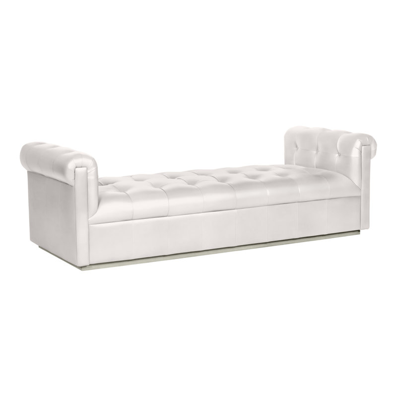 Chaise longue Thom Filicia Home, Cuir véritable Regent Chalk, Wrenn