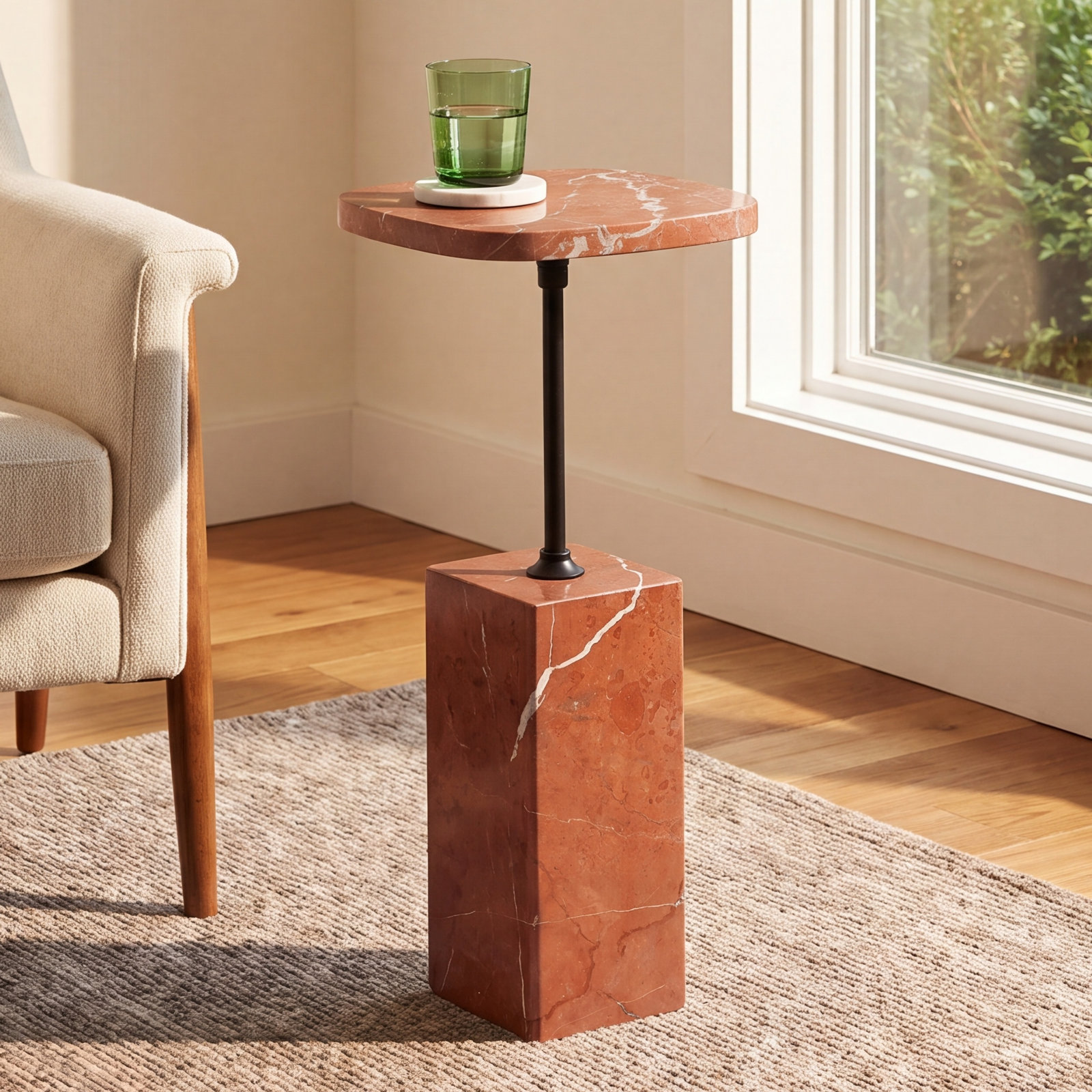 Stone End Table, Red