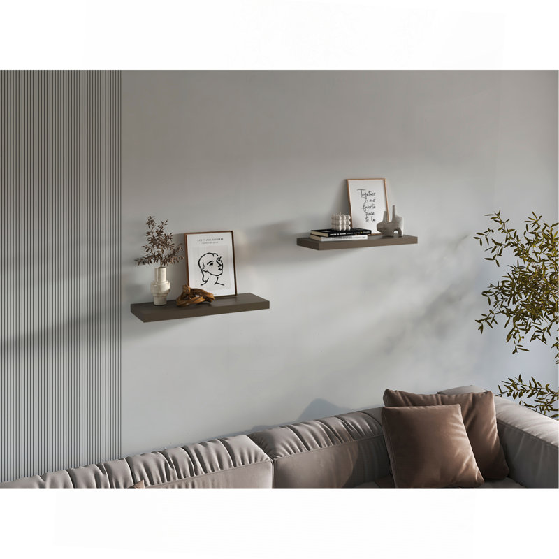 Tablettes flottantes, olive, 2 tablettes, H 1,50 po, Olive