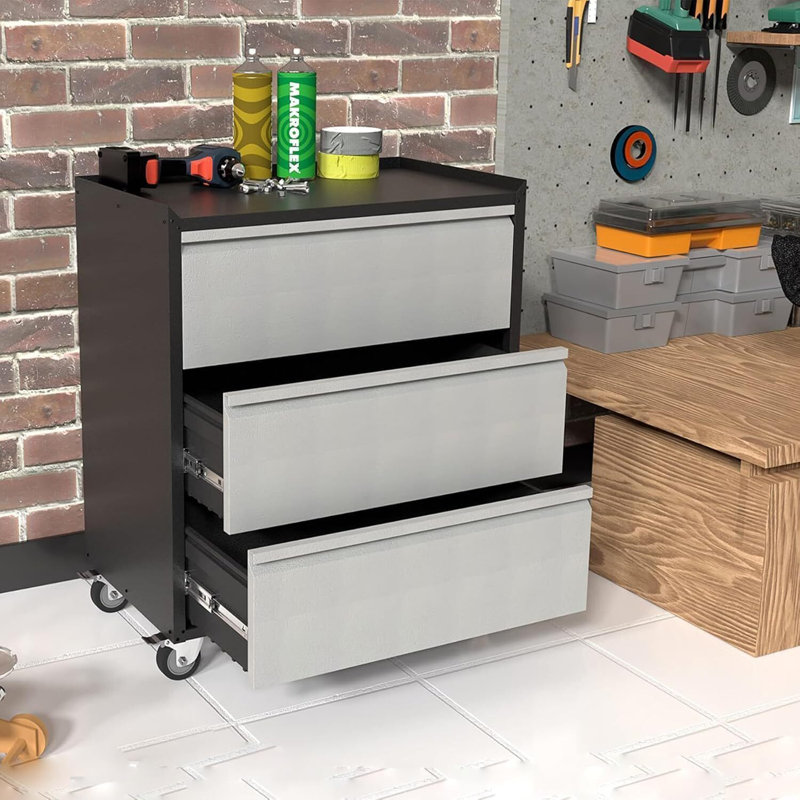 Metal Mobile Tool Storage Cabinet, with 3 Drawers