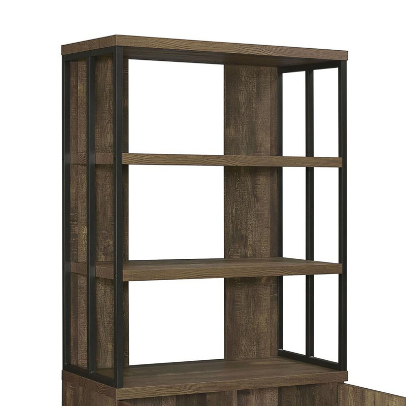 Rustic Oak Herringbone 2-Door Bookcase