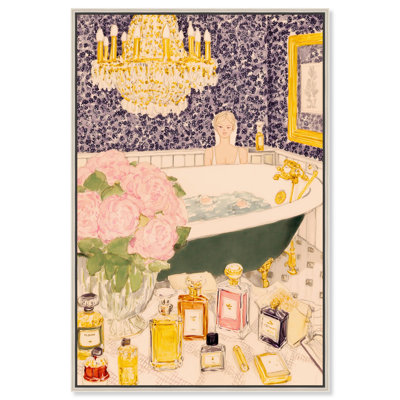 "Bath Time I", reproduction d'art sur toile par Art Remedy, cadre argenté, 10 x 15