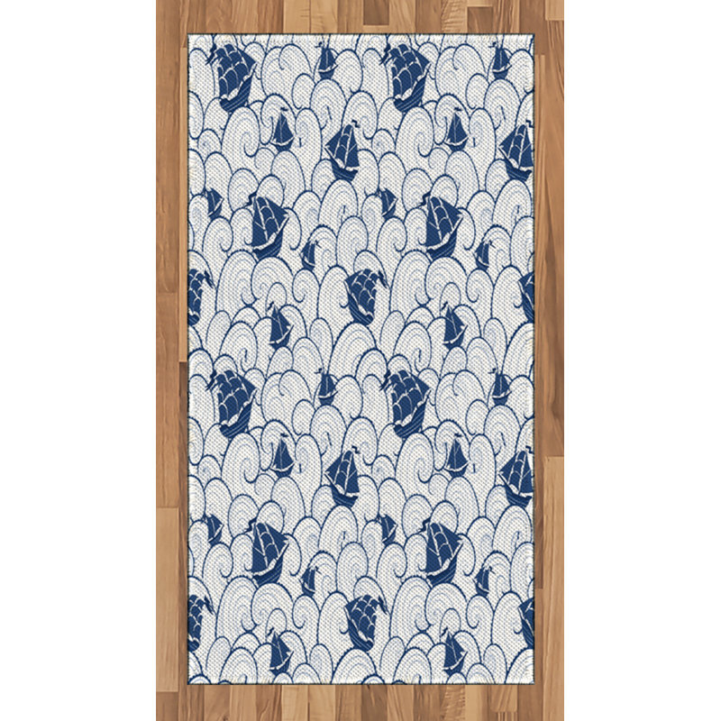 Nautical High Density Long Fiber Poly Threads Decorative Area Rug Carpet, Rectangle 2'7" x 5'
