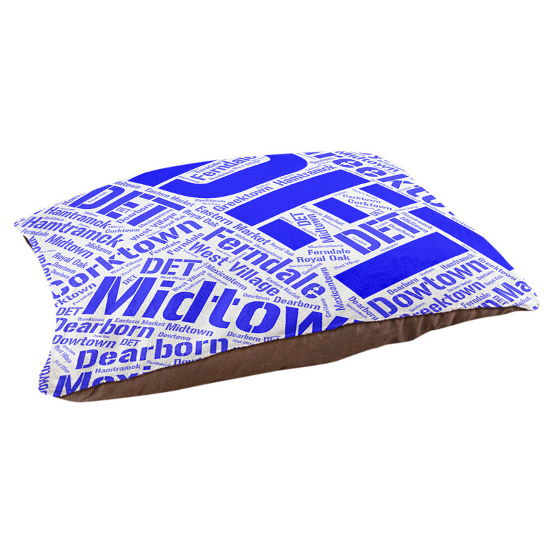 Coussin de chien « districts », Grand (l 40 po x P 30 po x H 14 po), Bleu, Détroit
