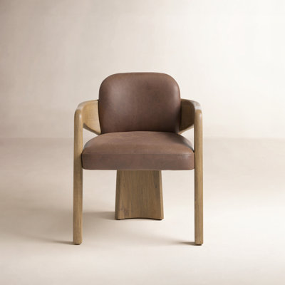 Aideen Genuine Leather Oak Dining Armchair
