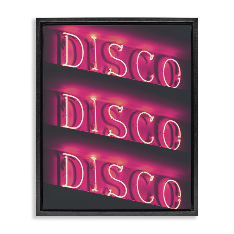 «Pink Disco Neon» par Daphne Polselli, Cadre flottant noir de jais, H 21 po x l 17 po