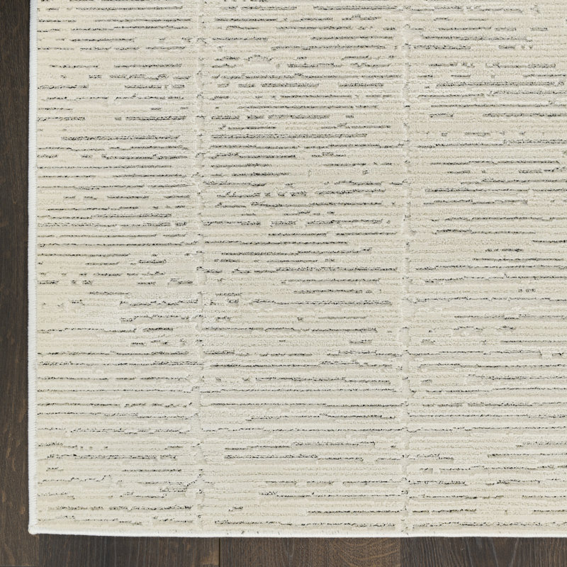 Power Loom Synthetic Fibers Abstract Area Rug in Ivory/Gray, Rectangle 7'10" x 9'10"