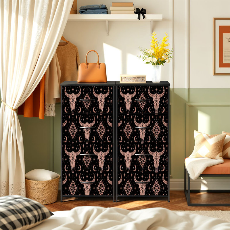 Commode de rangement verticale 4 tiroirs Boho