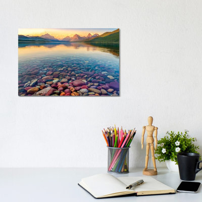 Glacier National Park Sunset - Colorful Rocks In Lake Mcdonald, Montana 1 Piece Wall Art on Canvas