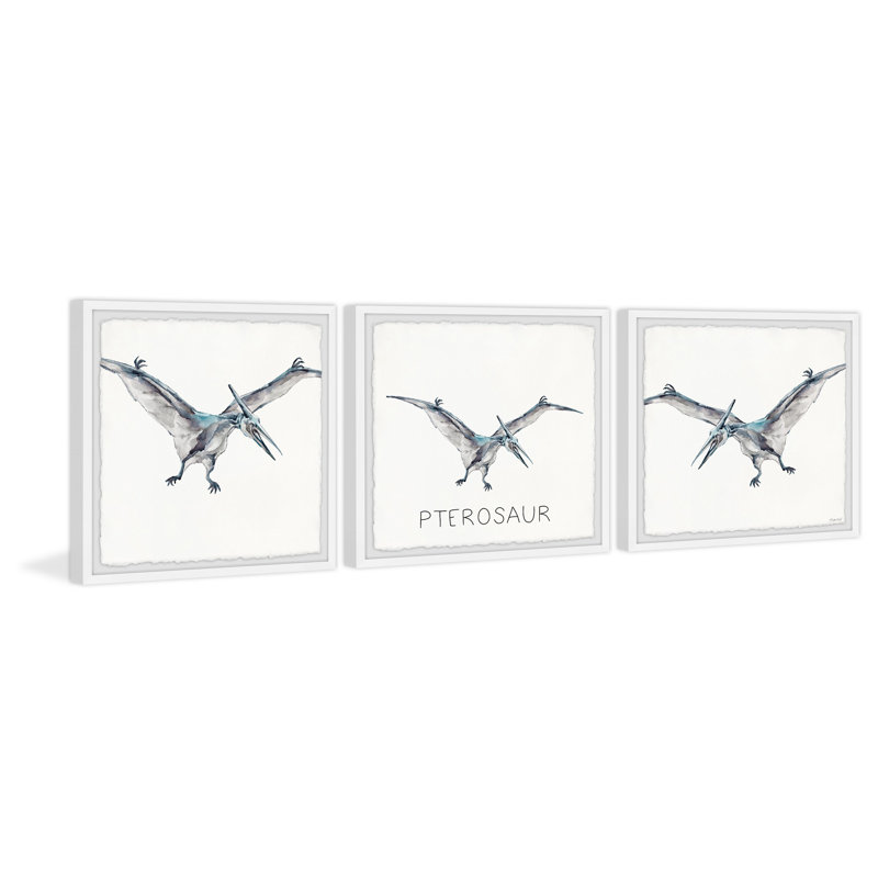 «Ryan Bat Winged Pterosaur», ensemble de 3 pièces encadrées, H 32 po x L 32 po x l 1,5 po