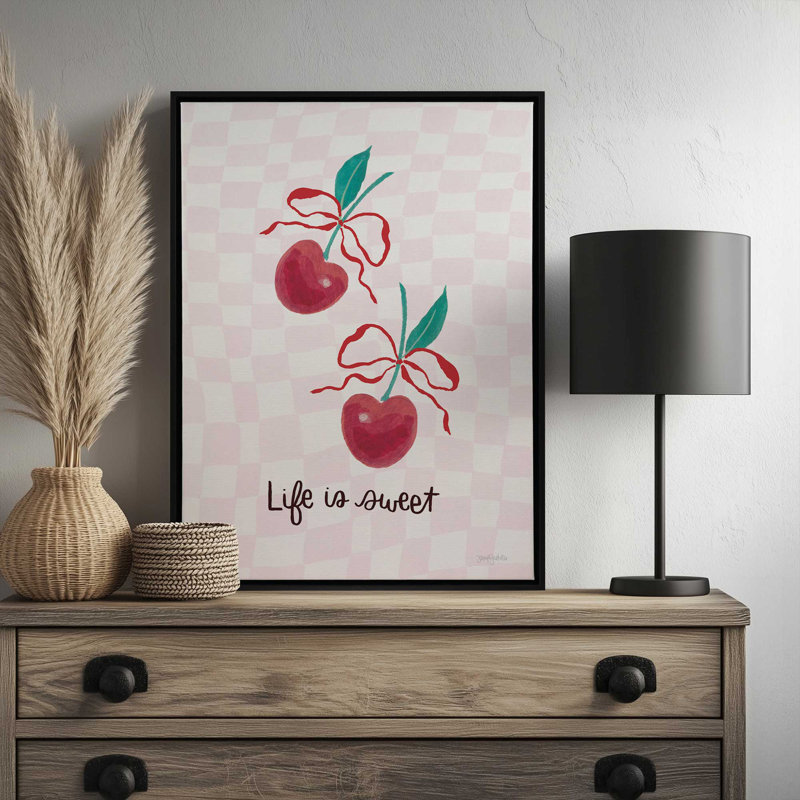«Sweet Cherry II» par Jenaya Jackson, reproduction d'art, L 18 po x H 24 po, Argent, Toile avec cadre