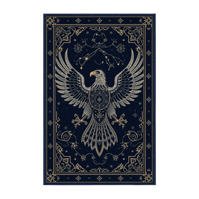 Machine Washable Orys Classic Oriental Rug in Blue – Navy Binding