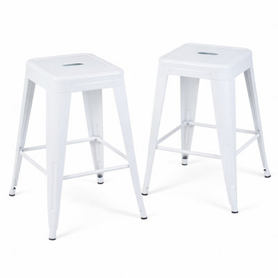 Tabouret à hauteur de comptoir 24 po, ensemble de 2 tabourets de bar en métal sans dossier, non empilable, amovible et facile à assembler, conception peu encombrante pour îlot de cuisine / bar / café / salle à manger