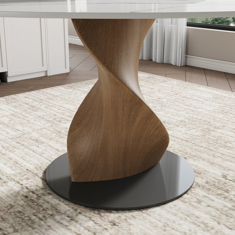 Table de salle à manger Contemporary, Brillant neigeux, 29.53"H x 47.24"L x 47.24"W