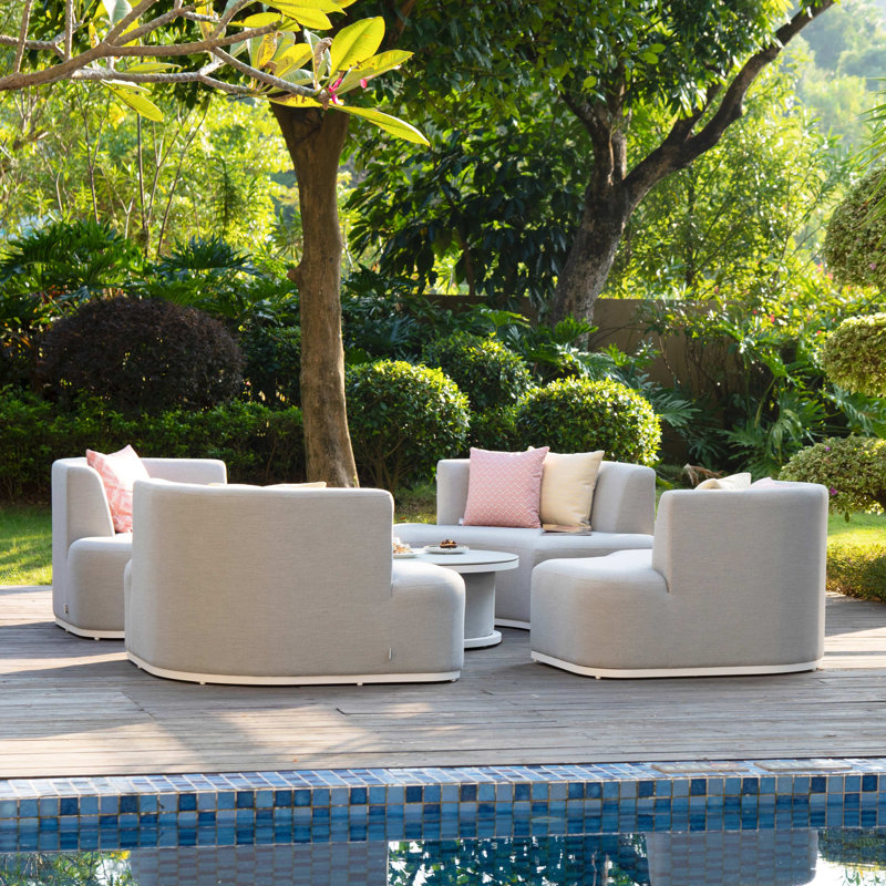 Peddie Outdoor Fabric Lifestyle Suite - with Rising Table - Lead Chine