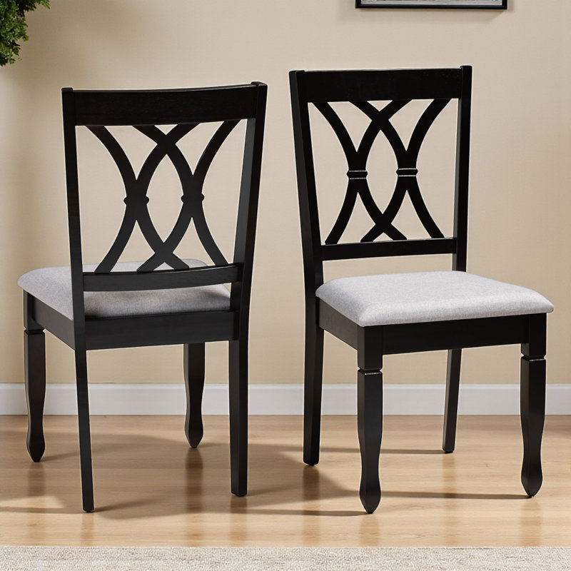 Chaise parsons rembourrée Lugent, Gris, Espresso brun