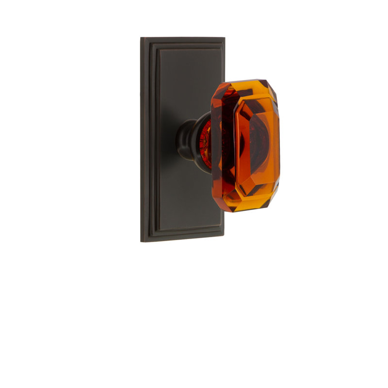 Grandeur Carré Plate Passage with Baguette Crystal Door Knob, 2 3/4", Timeless Bronze