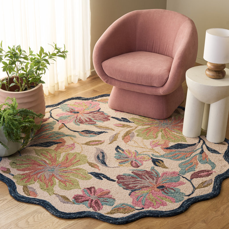 Jardin Hand Tufted Wool; Cotton Floral Indoor Rug, Round 6'