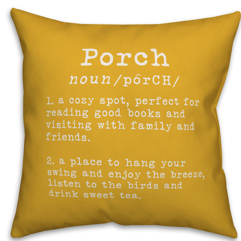 Textual Outdoor Throw Pillow, Yellow, 16" H x 16" W