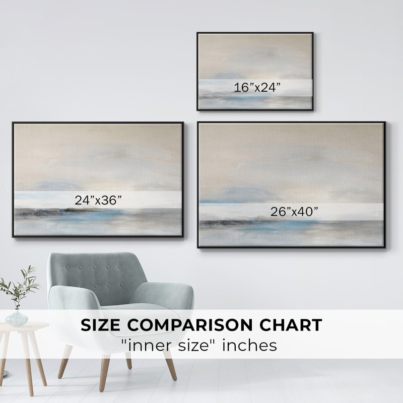 Doux distance encadrée sur toile, H 25 po x l 37 po x P 2 po, Cadre noir