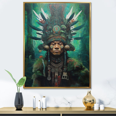 Indigène chaman Amazon Feather coiffe sur toile