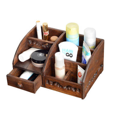 Umber Rea Wood 5 Compartment Makeup Organizer